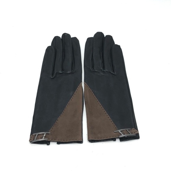 HERMES H logo gloves leather women's brown